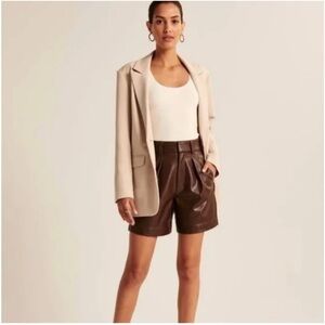 Abercrombie & Fitch Chocolate Brown Pleated Vegan Leather Shorts